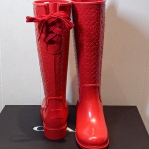 red coach rain boots